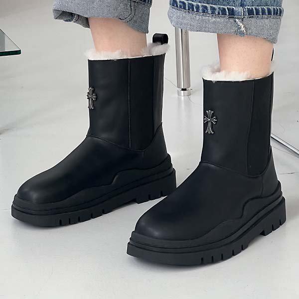 [シューズ] 牛革 冬 女性 レディース アンクル アンクル ウォーカーヒール ウールブーツ 3.5cm luc5521