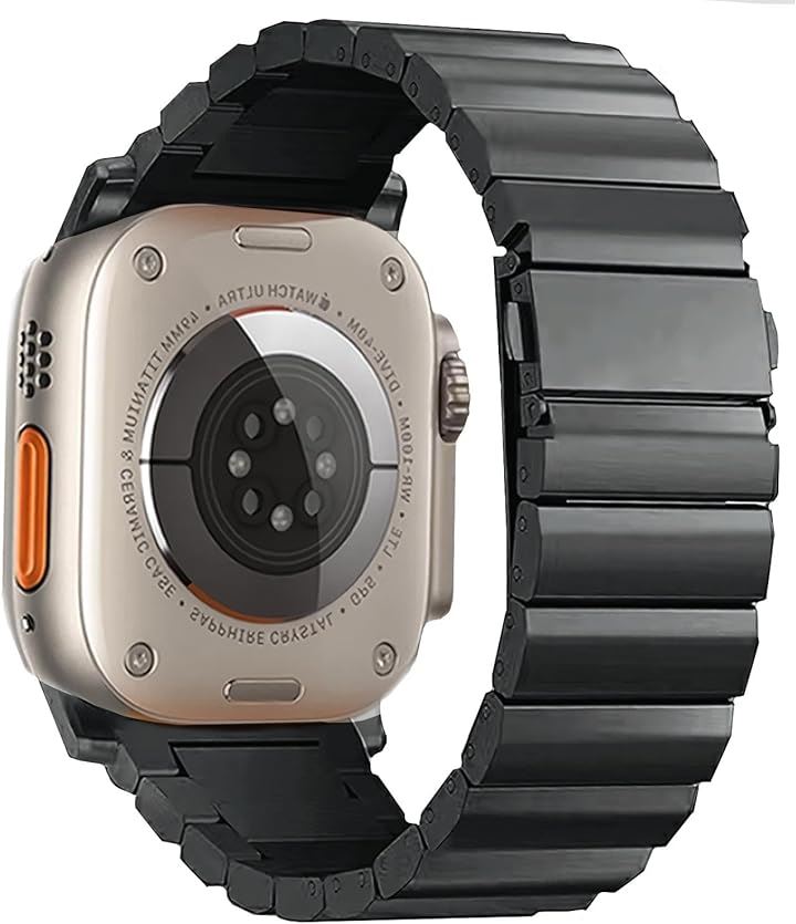 apple watch / ultra バンド チタンバンド Series 交換ベルト 長さ調整器具付き( ブラック, 38mm/40mm/41mm)