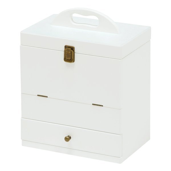 コスメボックス ホワイト 幅27cm 三面鏡付き MUD-6740WH