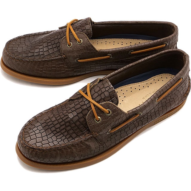 メンズ デッキシューズ エムアーオー ツーアイ クロコ [STS25290] MA/O 2EYE CROC 靴 クロコダイル型押し BROWN