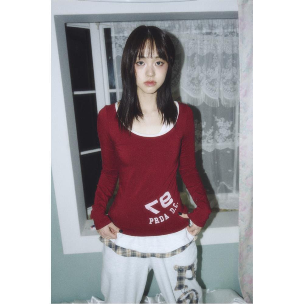 PRENDA 97 PDC LOGO LAYERED LONG SLEEVE BURGUNDY PRTVSSRL
