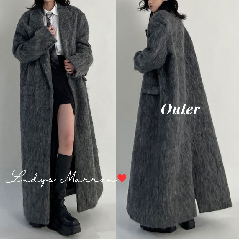 【限定オファー】ロングコート レディース フェイクウールコート マキシ丈ロングコート マキシコート グレー 黒 冬 韓国 アウター ウールコート 無地 シンプル 長袖 可愛い フェイクウール 通勤コー