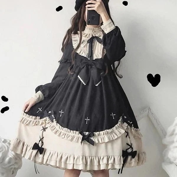 即納 ロリータ ワンピース ゴスロリ メイド ワンピース ゴシック コスプレ パーティードレス コスチューム 衣装 ハロウィン クリスマス