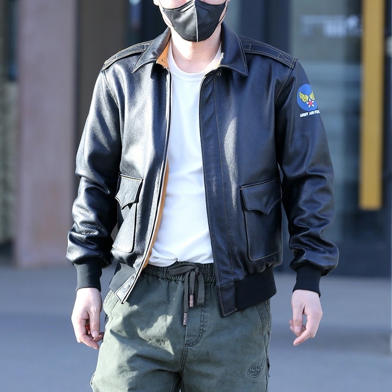 希少アイテム新品人気品フライトジャケット レザージャケット カウハイド ジャケット 本革 革ジャン スカジャン メンズ bq1570