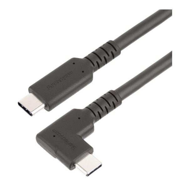 StarTech RUSB31CC50CMBR ブラック [USB-Cケーブル (L型コネクター/高耐久/50cm/USB 3.2 Gen 2(10 Gbps)/4K60Hz DP Altモード)]