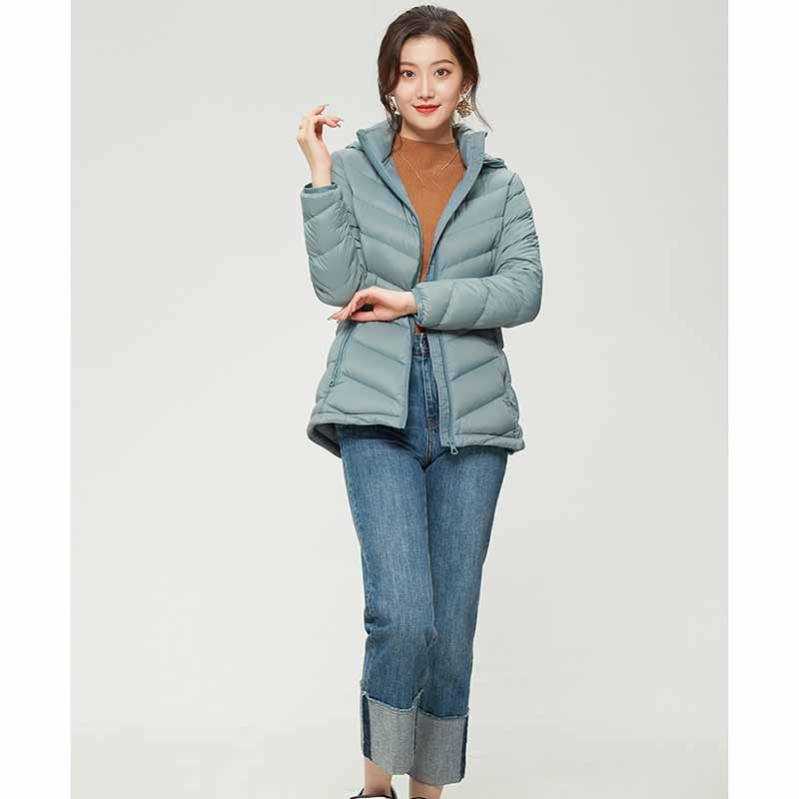 ダウンジャケット 韓国風 可愛い フード付き カジュアル コート 防寒 ショートコート 暖かい フード ポケット付き ミセス 大きいサイズ 春 秋 冬 レディースコート エコダウン レディース 着痩せ