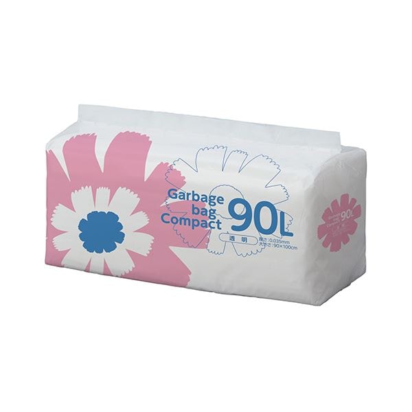TANOSEE ゴミ袋 コンパクト 透明90L 1セット（300枚：50枚x6パック）