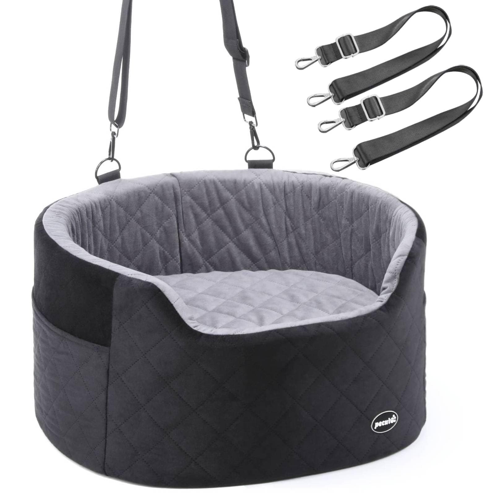 pecute ドライブベッド 犬 ドライブボックス ペット 車 犬用 助手席 ドライブシート 滑り止めコード付き 犬用ソファ 中型犬 小型犬 10Kg アウトドア カー用品 柔らかい 洗える ライトグ