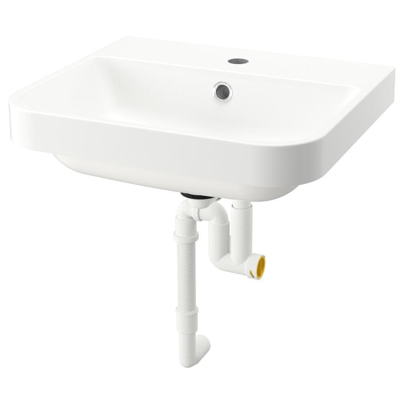 BACKSJON バックショーン 半埋め込み式洗面ボウル 排水トラップ付き - ホワイト 50x43 cm