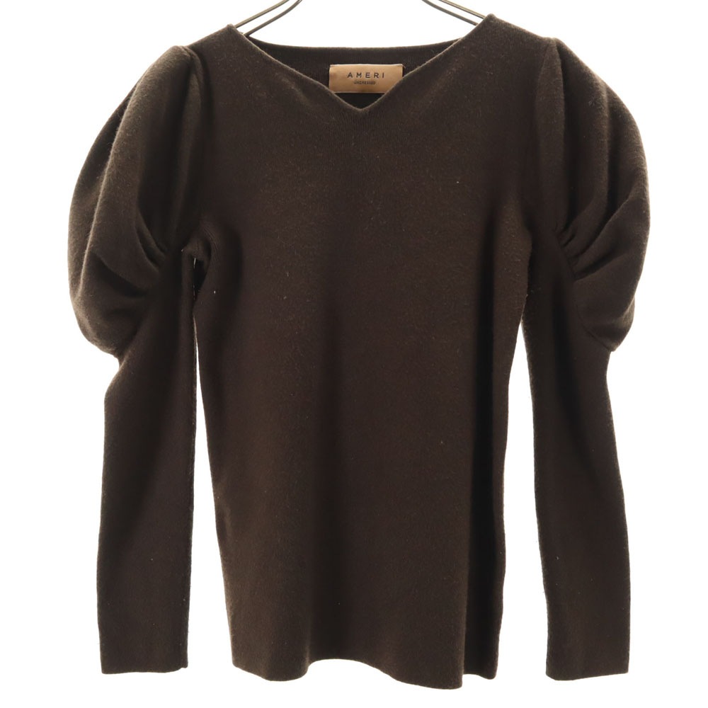 長袖 パフスリーブ ニット F ブラウン セーター レディース 古着