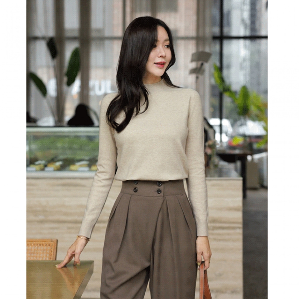 Click & Funny ルーブホールガーメントハーフポーラーウールニット