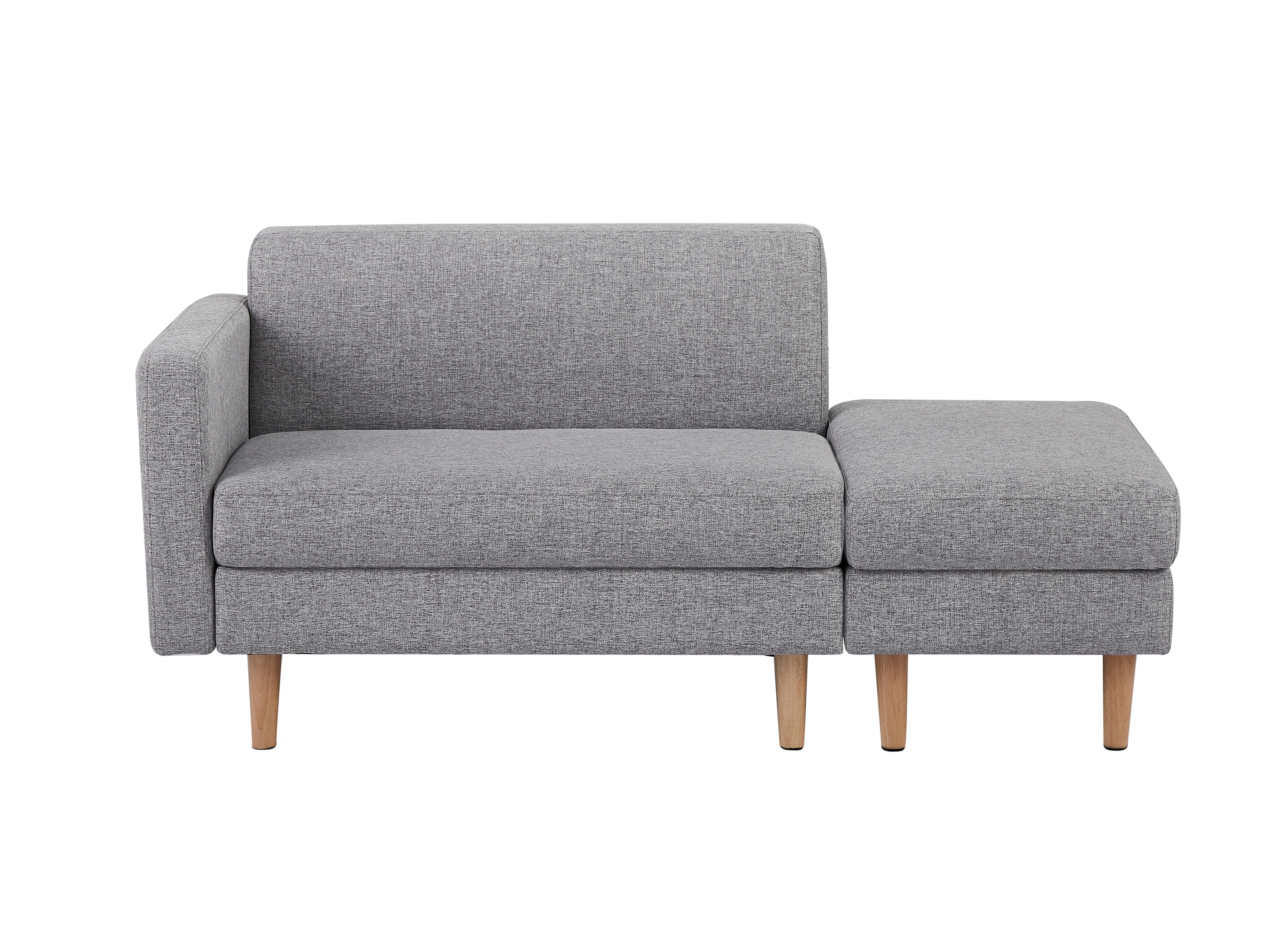 1805One Arm 2 Seater sofa+Ottoman ソファ 2人掛け 収納付き オットマン付き ファブリック 肘掛け 木脚外し可能 ローソファ コンパクト ひとり暮らし カ