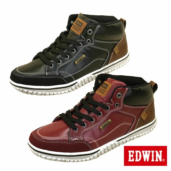 EDW-7859 黒 赤 防水設計 軽量 ミッドカット カジュアルスニーカー ビンテージ加工 メンズ カジュアル シンプル ヴィンテージ加工 シティユース おしゃれ 5,702円