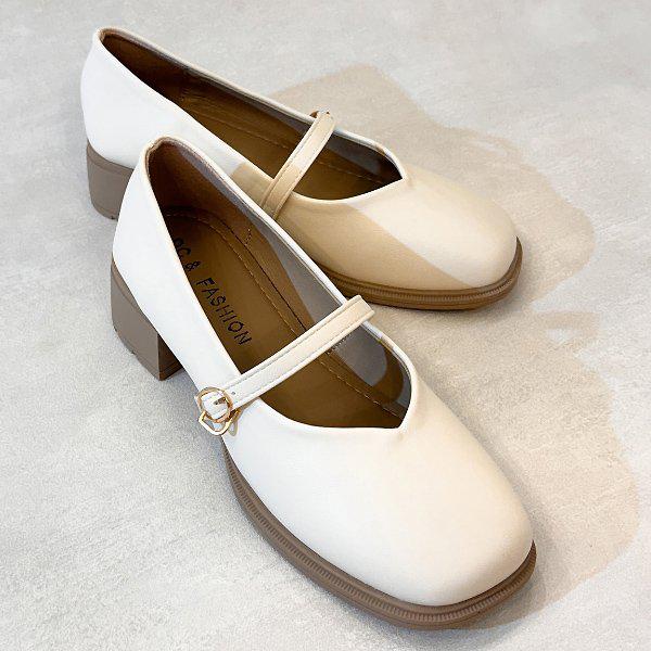 Vラインメリージェーンバックル 女性 レディース ローファー パンプス フォーマルシューズ 4cm sjdh 2501_P371656207