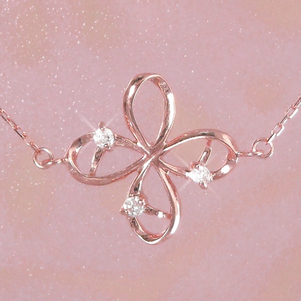クローバー ネックレス k10pg 四つ葉モチーフ 天然ダイヤモンド 4月誕生石 10金ピンクゴールド レディース 50代 40代 60代 30代 20代 妻 彼女 ギフト 女性用