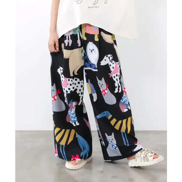 3柄展開 リラックスワイドパンツ