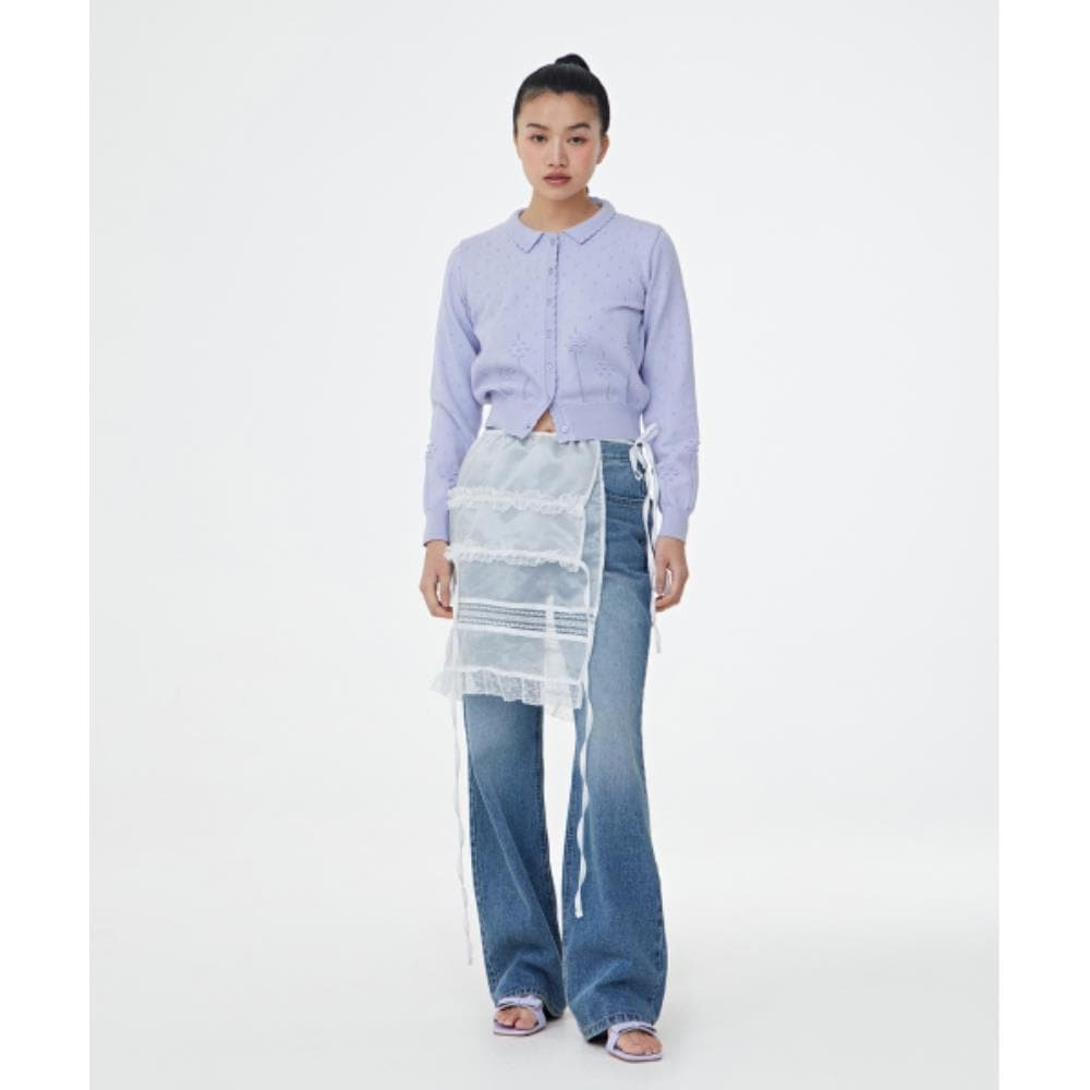 fogdawn 2way Glow Layered Skirt white DA24FSK004WH