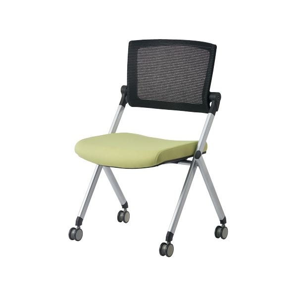 ジョインテックス 会議椅子(スタッキングチェア/ミーティングチェア) 肘なし 背メッシュ キャスター付き GK-90SM グリーン (完成品)