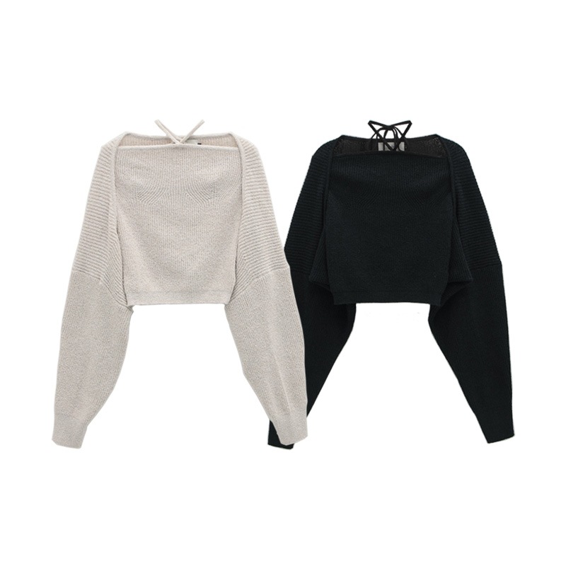 [(G)I-DLE シュファ 着用] BOUCLE HALTER KNIT TOP&BOLERO SET S 韓国 アイドル 夏 レディース セットアップ おしゃれ 薄手 長袖 CD-2098