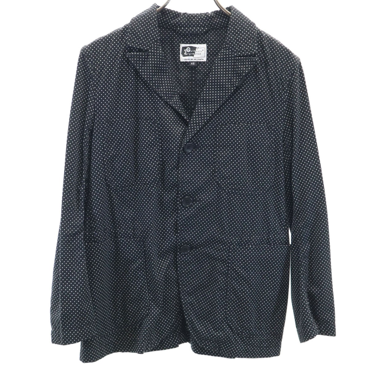 ENGINEERED GARMENTS エンジニアドガーメンツ USA製 ドット柄 テーラードジャケット XS 黒 水玉 メンズ 古着