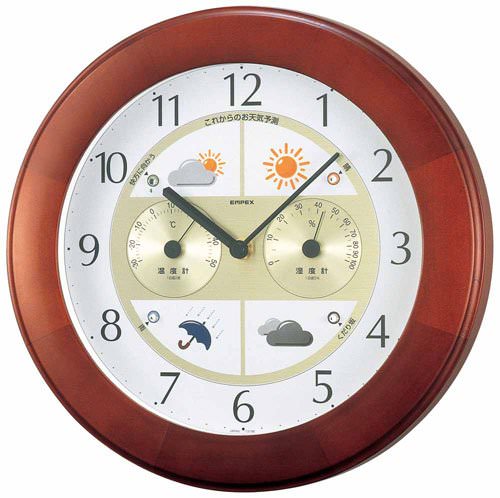 エンペックス ウェザーパル気象台 BW-5221 お天気時計 掛け式 時計天気予測温度計湿度計 掛け時計 掛時計 お天気時計 ウォールクロック WEARHER CLOCK