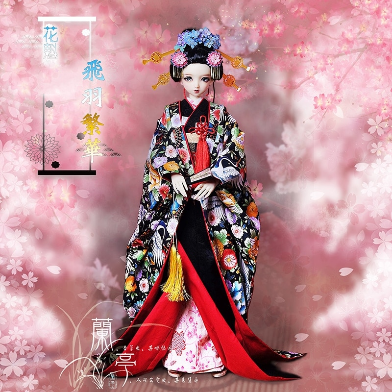 BJD ドール服 着物 和風振袖 花魁 飛羽繁華 YOSD/MSD/SD/SD17/70cm/1/2サイズ球体関節人形用衣装セット