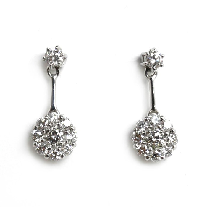 Ponte Vecchio ポンテヴェキオ K18WG ホワイトゴールド ダイヤ ピアス ダイヤモンド0.25ct/0.25ct 1.5g レディース 中古