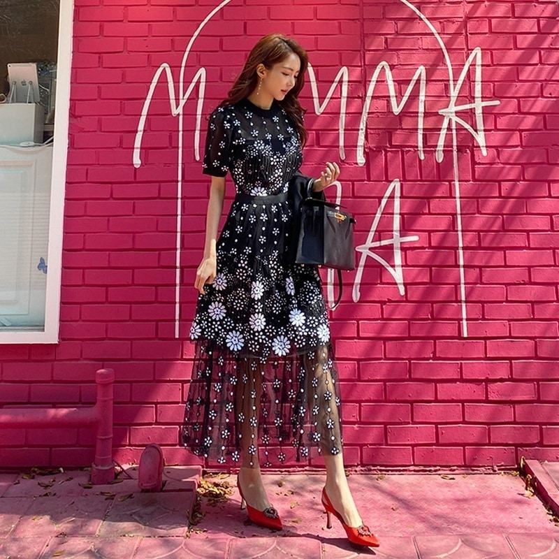 ワンピース 半袖 春夏 きれいめ ロング aライン aライン Aライン フレア ロング ロング丈 マキシ マキシ丈 9分丈 アンクル丈 ぽわん袖 袖コンシャス パフスリーブ Uネック ラウンドネック