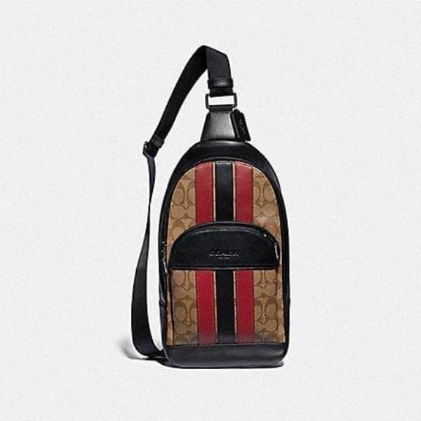 HOUSTON PACK IN SIGNATURE CANVAS WITH VARSITY STRIPE F85035