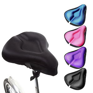 自転車 サドルカバー 4色 低反発&高反発クッション 反射ステッカー 防水カバー付 スポーツバイク
