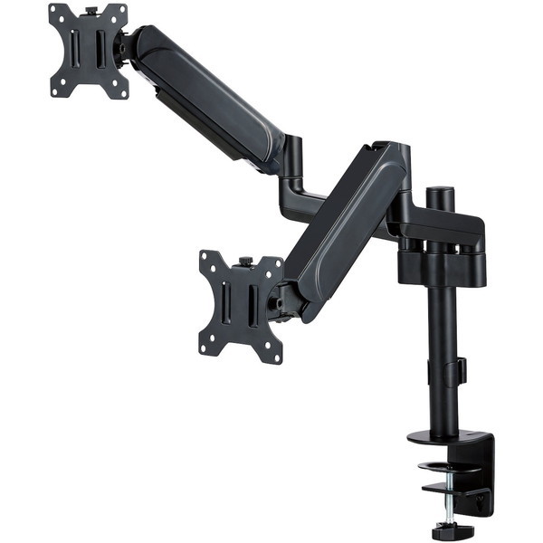 DPA-DL06BK ブラック モニターアーム ロング アーム デュアル 2画面 支柱付 メカニカルスプリング式 グロメット式 5軸 メーカー直送