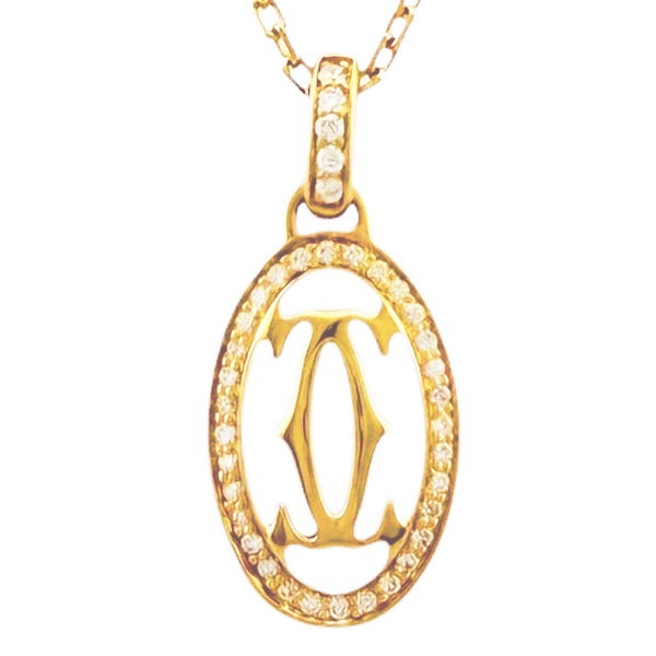カルティエ ドゥーブルC ネックレス 18金 K18ピンクゴールド ダイヤモンド CARTIER  美品