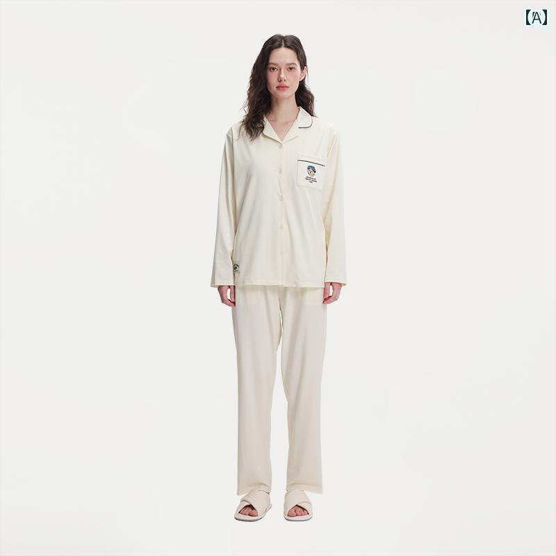 レディース　パジャマ　スウェット　上下 TeenieWeenie クマの カップル パジャマ レディース 春秋 コットン 長袖 刺繍 ホームウェア セット メンズ