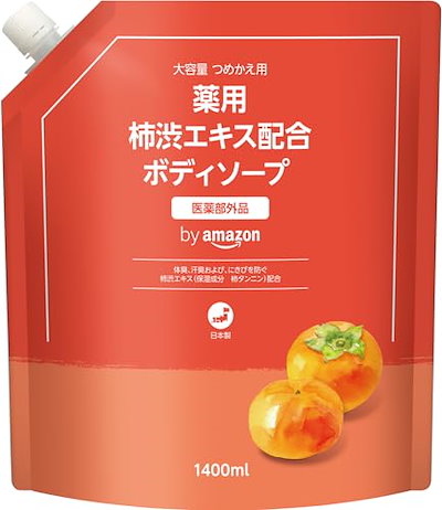 他サイト： by Amazon 薬用 柿渋ボディソープ ペパーミント 大容量 詰替え用 1400mlの商品画像