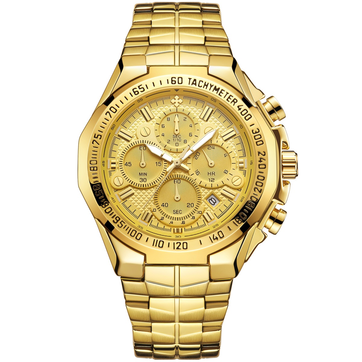 Wwoor8868男性腕時計防水石英鋼帯時計六針ビジネスカレンダー男性時計対外貿易腕時計