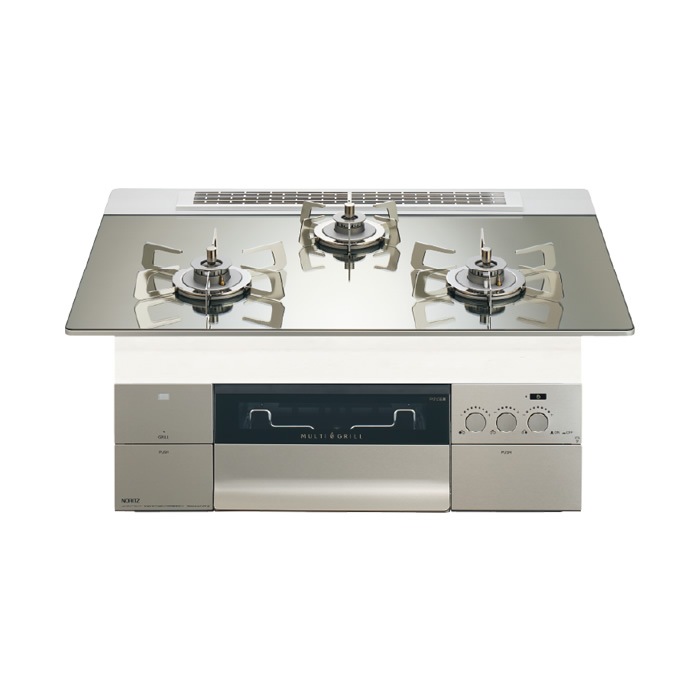 都市ガス用 75cm天板ビルトインコンロ PROGRE FLAT プラチナシルバー N3S23PWASKSTESC-13A