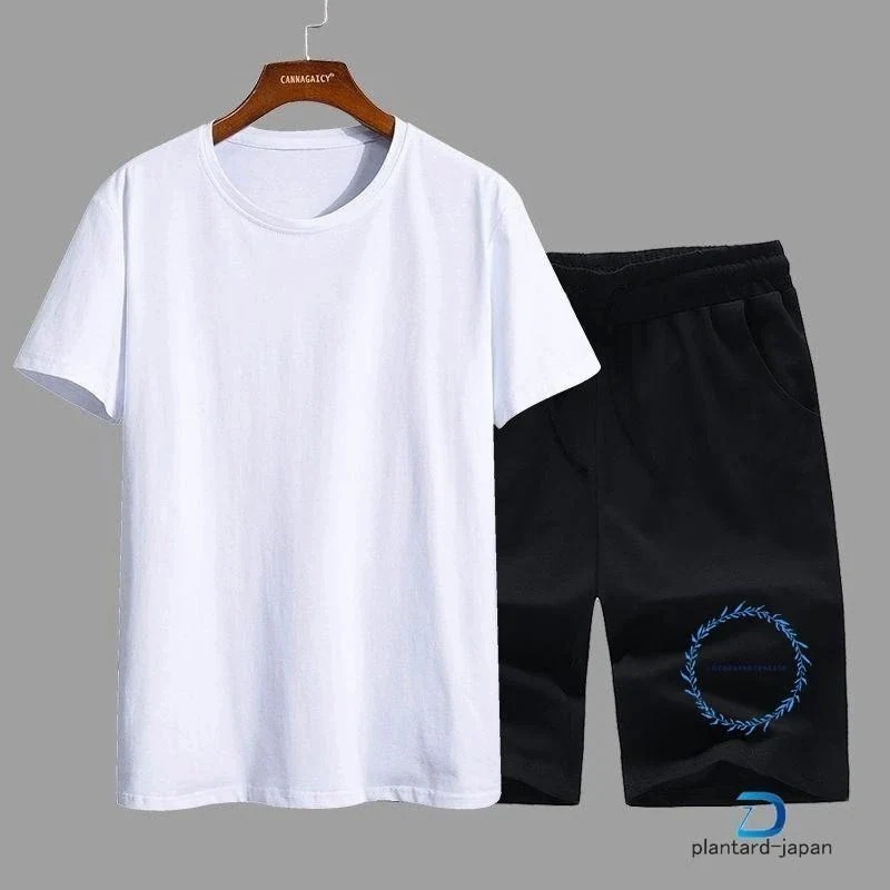 夏 ロングパンツ ジャージ 無地 ポケット無し スポーツ カジュアル セットアップ シンプル 上下セット 半袖tシャツ ゆったり 綿 涼しい メンズその他メンズファッションセットアップ