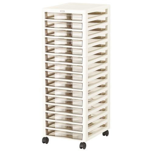 [幅32.3奥行40.6高さ92.4cm] 収納 文具 チェスト プラスチック キャスター付き Ｂ４アプロス アイボリー 浅型１５段 5,723円