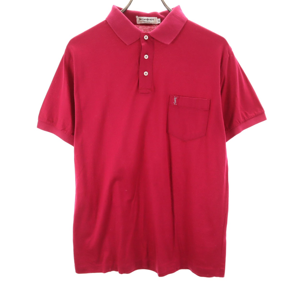 80s 90s オールド 半袖 ポロシャツ M ボルドー系 メンズ 古着