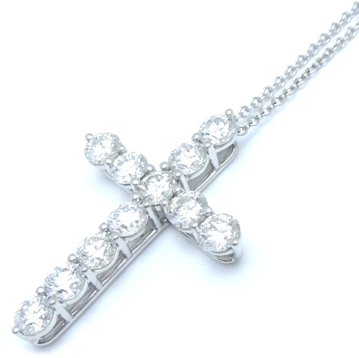 ラージクロス ネックレス ダイヤモンド11石 Pt950プラチナ/292999【中古】