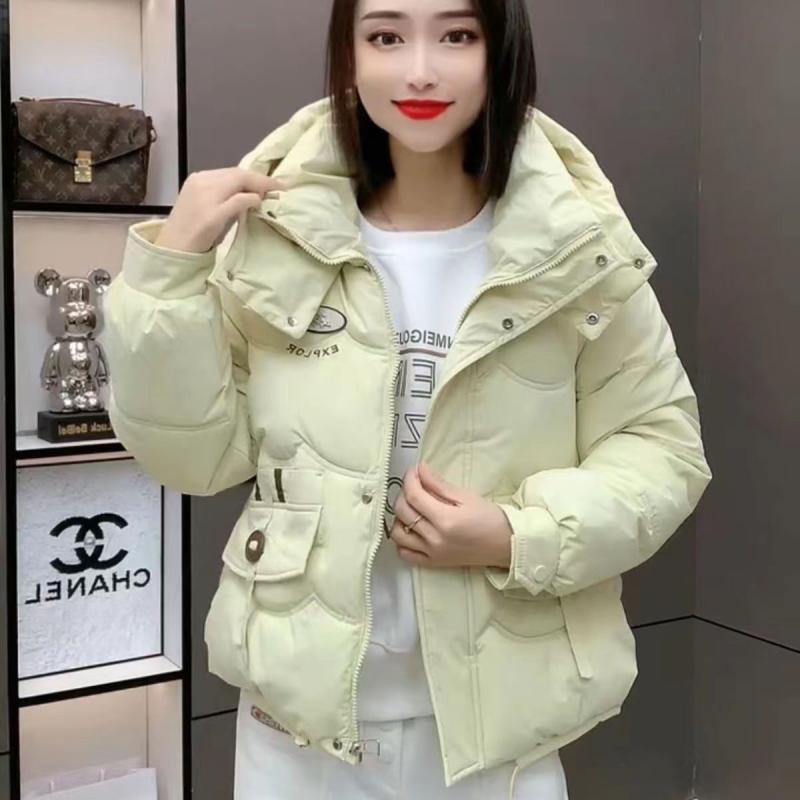 秋服 レディース ファッション オシャレ カワイイ シンプル 大人カワイイ 大きいサイズ カラー ダウン コットン ジャケット フード付き スリム