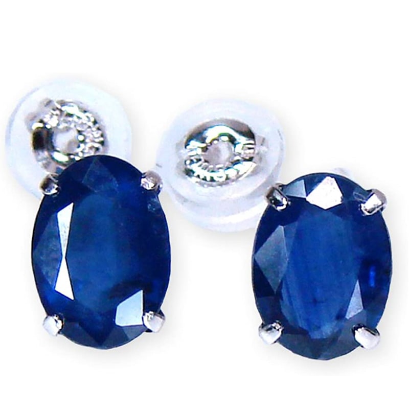 サファイアピアス K18WG大粒約1.8カラットオーバルミックスカットストレートピアス！