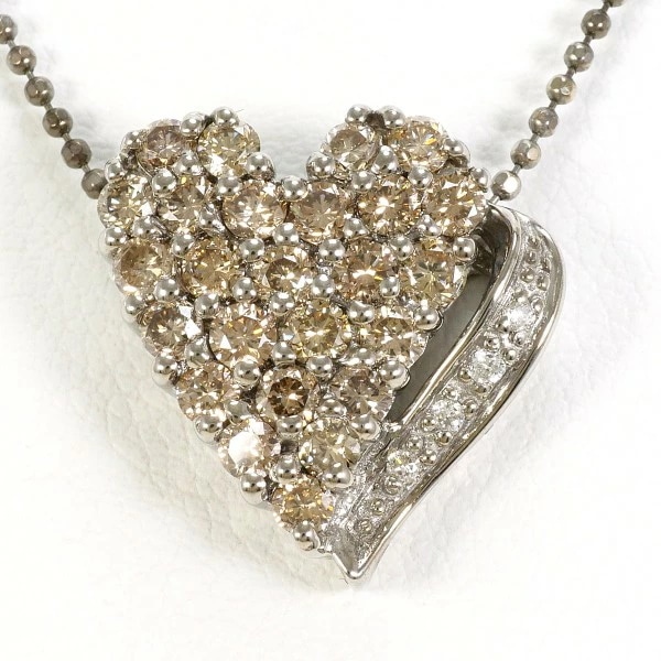 K18 18金 WG ネックレス ブラウンダイヤ ダイヤ 計0.85 カード鑑別書 中古