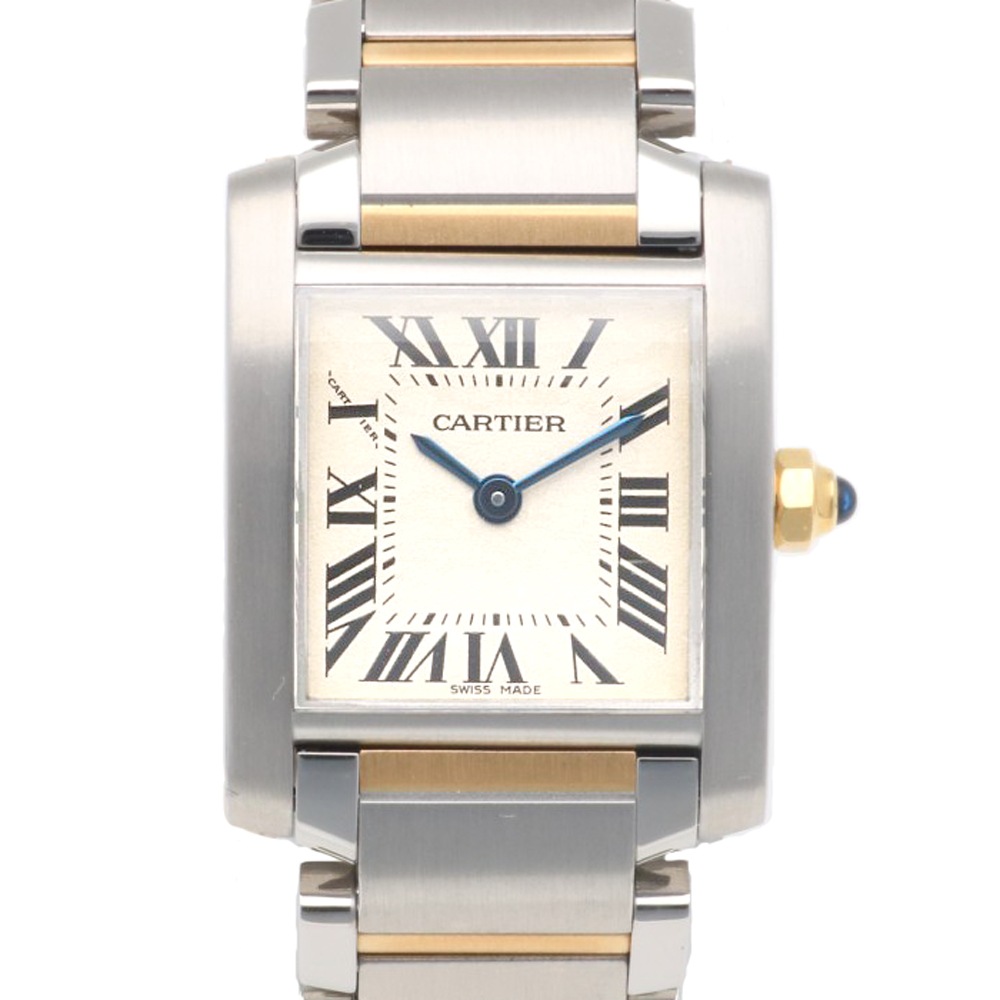 カルティエ タンクフランセーズ SM 腕時計 ステンレススチール 2384 クオーツ 磨き直し済 1年保証 CARTIER 中古 美品