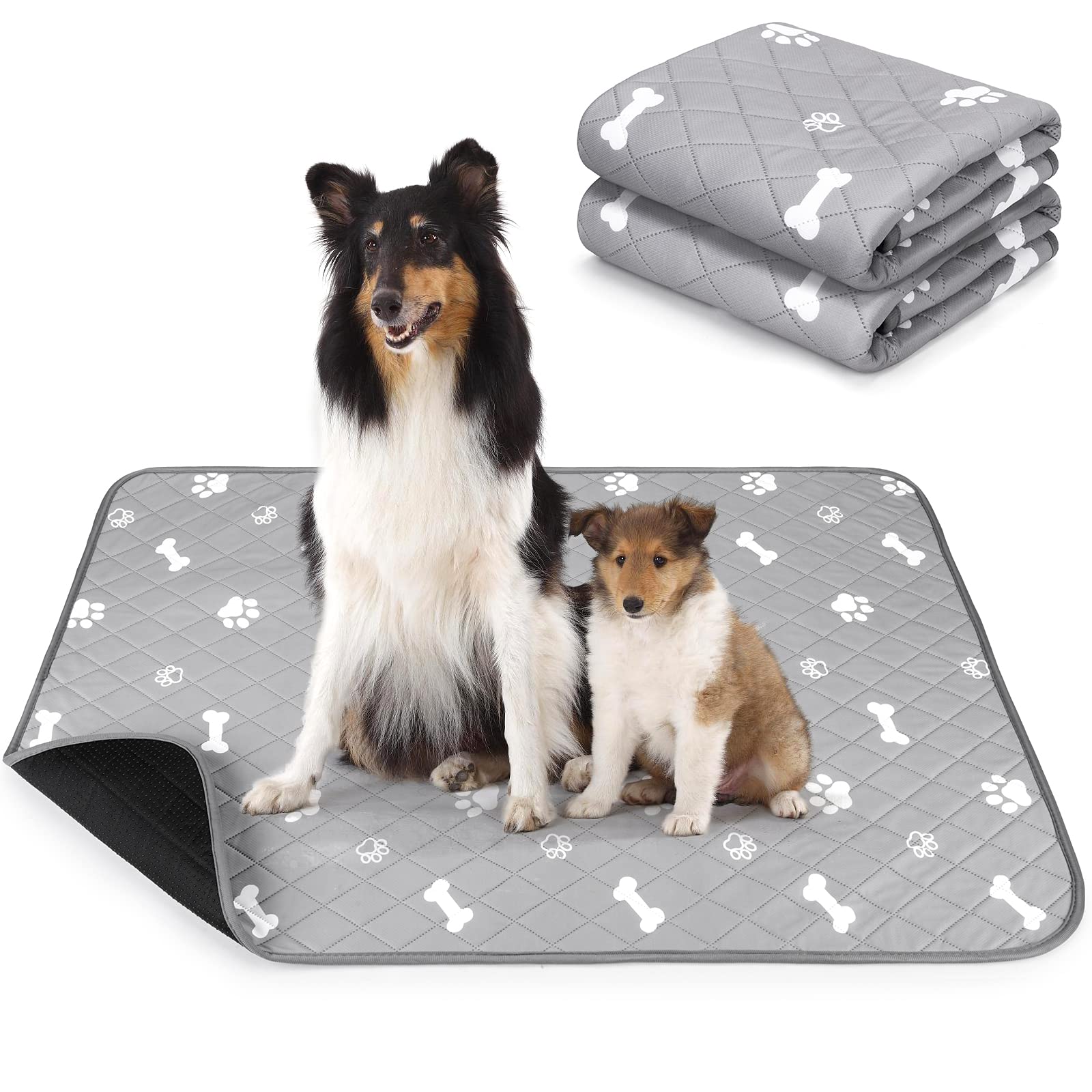 ULIGOTA 洗える ペットシーツ 犬 猫用 おしっこマット ペットマット 下敷きマット 洗える 速乾 繰り返し使える（グレー120×90cm 二枚セット）