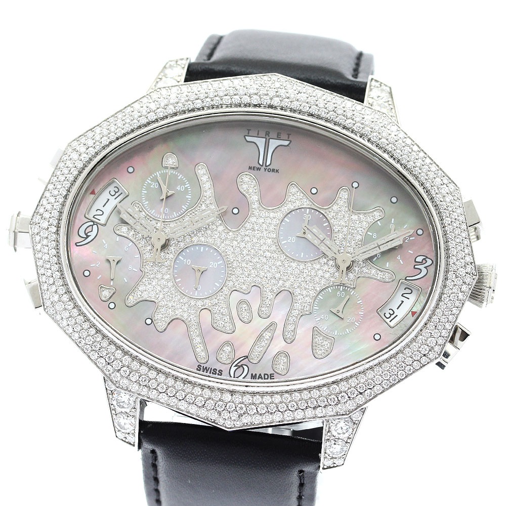 ティレットニューヨーク TIRET NEW YORK セカンドチャンス 2タイム ダイヤベゼル クォーツ メンズ _862259【中古】