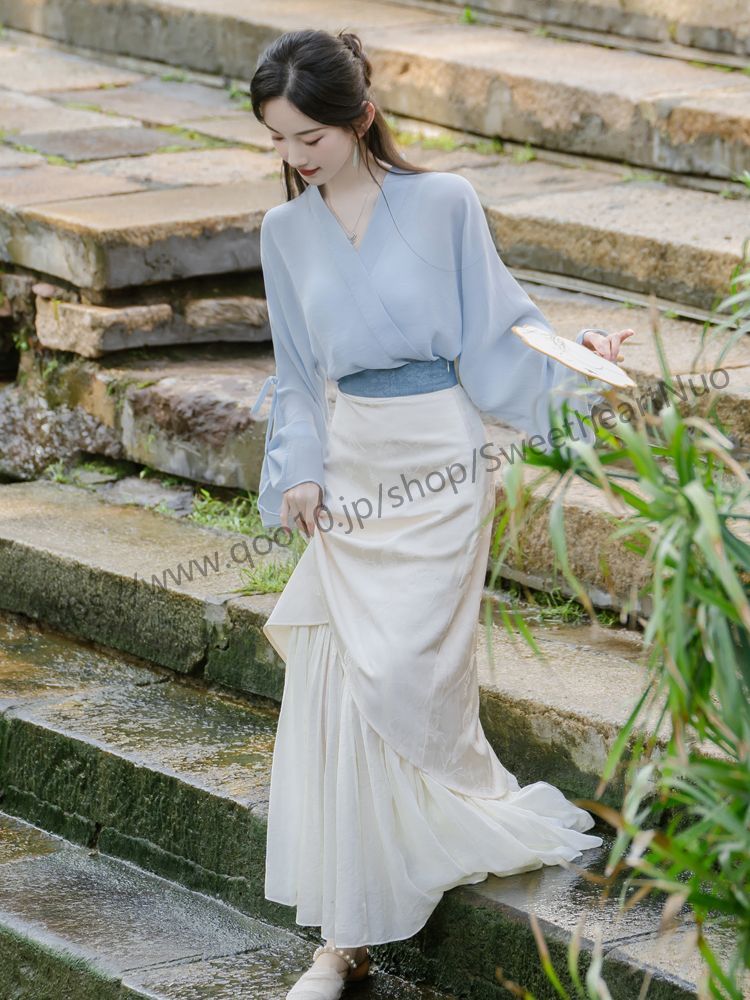 漢服女夏の薄い甘系少女超仙気中国風改良漢要素ワンピース古風スーツ
