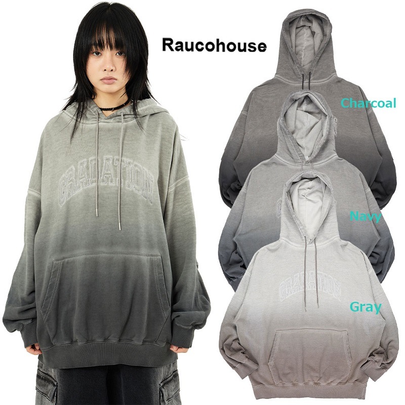 Gradient Pigment Dirty Washed Hood 韓国ファッション トレーナー 男女共用 韓国人気 3色