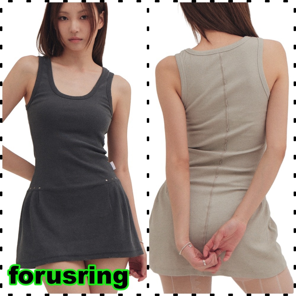 【forusring】STUD SLEEVELESS MINI DRESS
