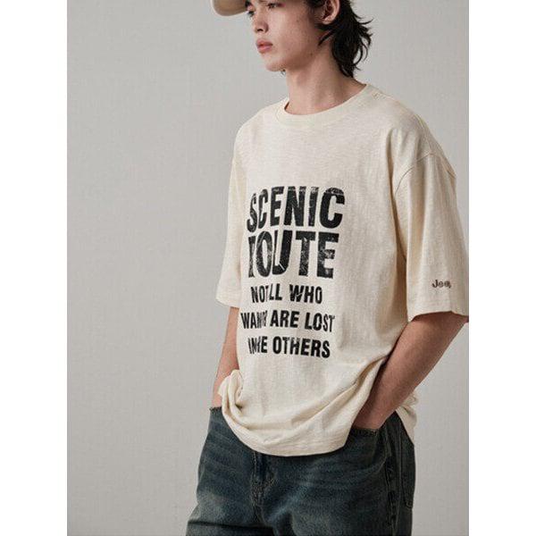 男女共用レタリングプリント半袖Tシャツ(JR2TSU205IV)_DG